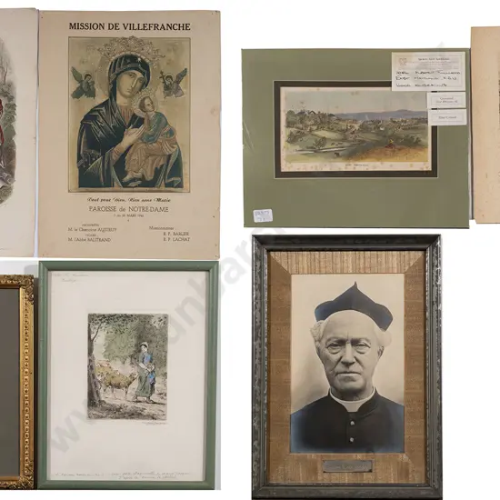 Group Of Seven Various Antique Prints Etchings & A Photograph