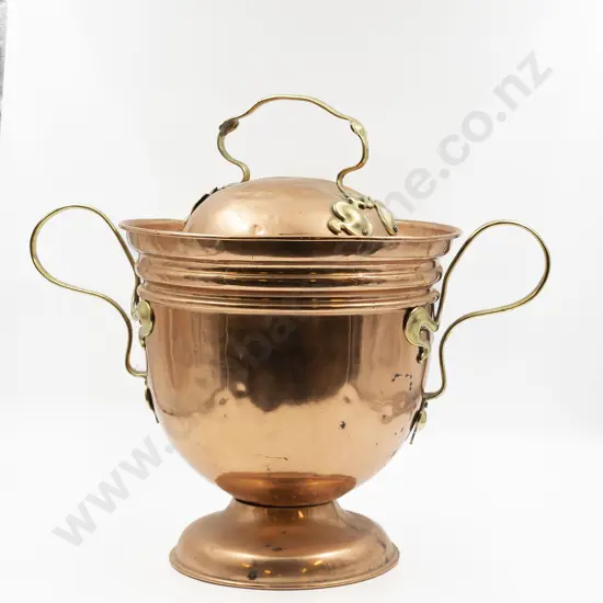 Art Nouveau Copper & Brass Coal Bin