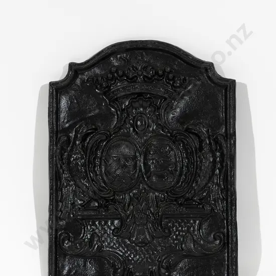 C19th Black Painted Cast Iron Fire Back
