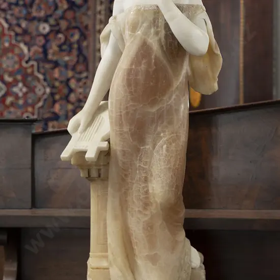 Late C19th Italian Carved Marble Classical Standing Muse