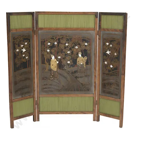 Antique Japanese Three Way Screen