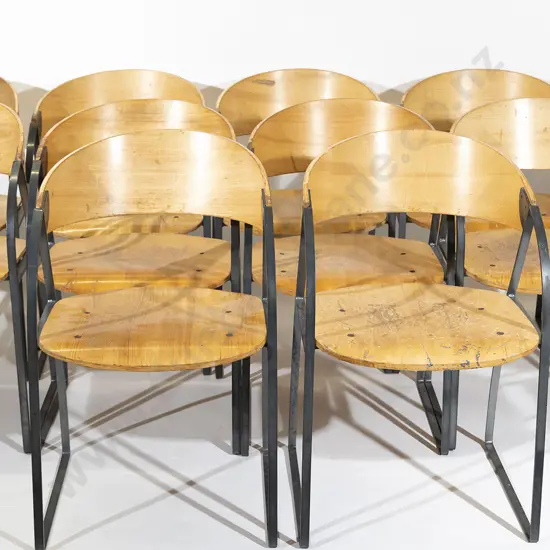 Set of Twelve Plywood and Metal Chairs Designed for the Wellington Central Library in 1991