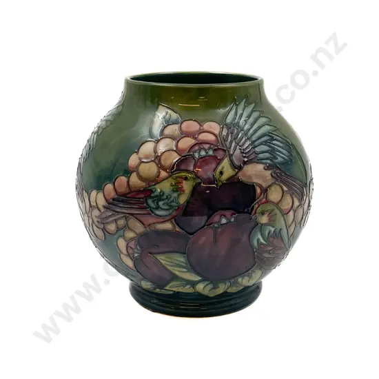 Moorcroft Floral and Bird Decorated Globular Vase