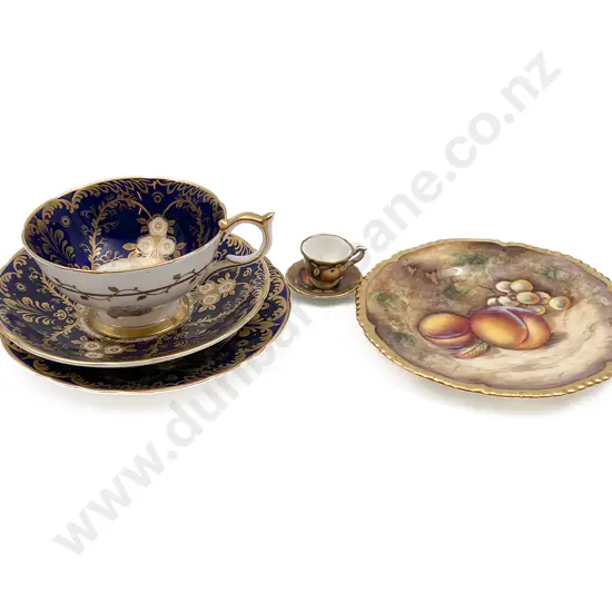 Aynsley "Royalty" Fancy China Trio Together with Royal Worcester Dish and Miniature Cup/Saucer