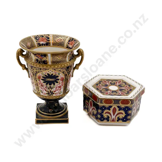 RCD Imari Pattern Small Vase and Hexagonal Trinket Box