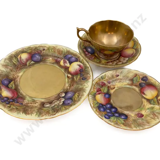 Aynsley Fruit Decorated Trio and Plate