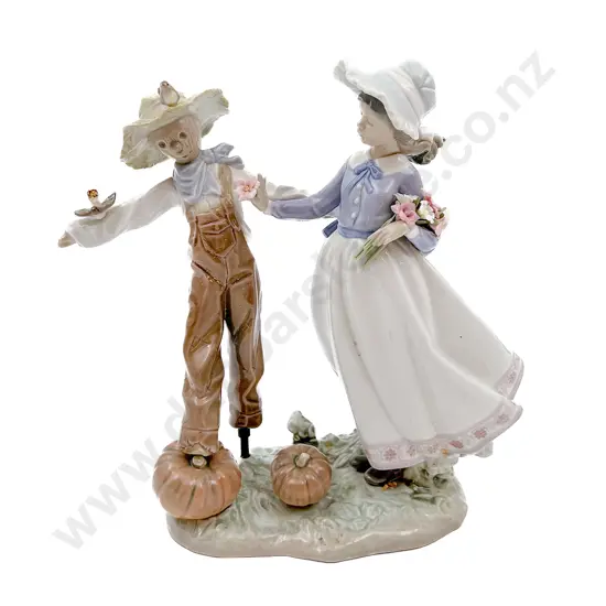Lladro Figure Group of Girl with Scarecrow