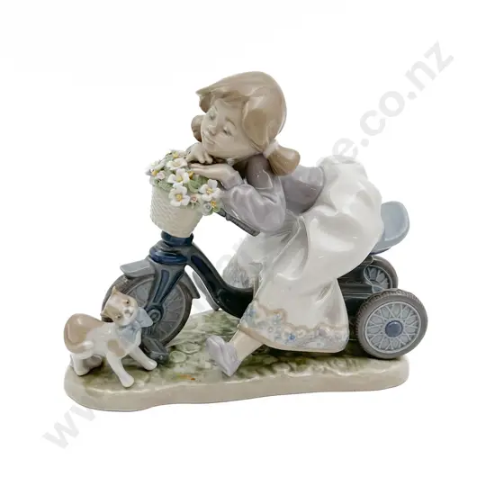 Lladro Figure Group of Girl on Trike