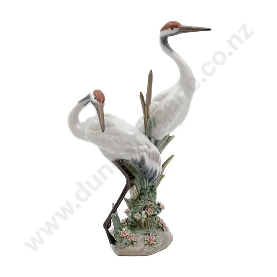Lladro Figure Group of Two Cranes