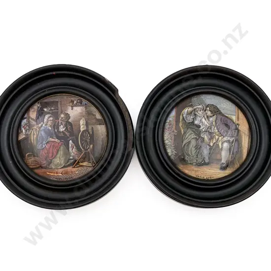 Pair of Framed Victorian Potlids