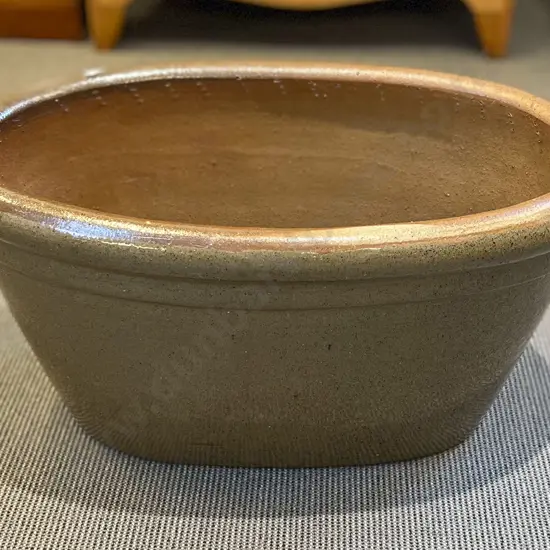 Large Glazed Oval Stoneware Planter
