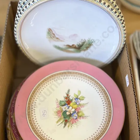 Box of Assorted China Plates and Comports