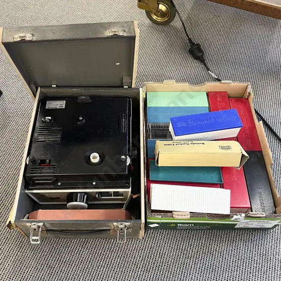 Cased Slide Projector Together with Quantity of Empty Slide Boxes
