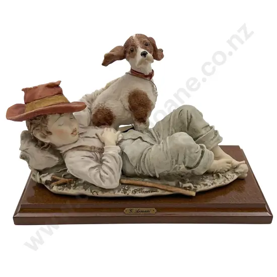 G.Armamni Figure Group of Boy and Dog