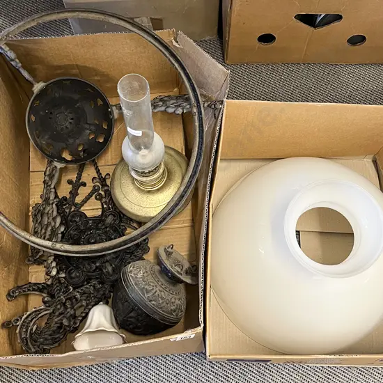 Hanging Kerosene Lamp with Frosted Glass Shade