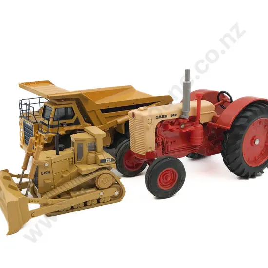 Model Caterpillar Bulldozer Together with Toy Tractor and Dump Truck