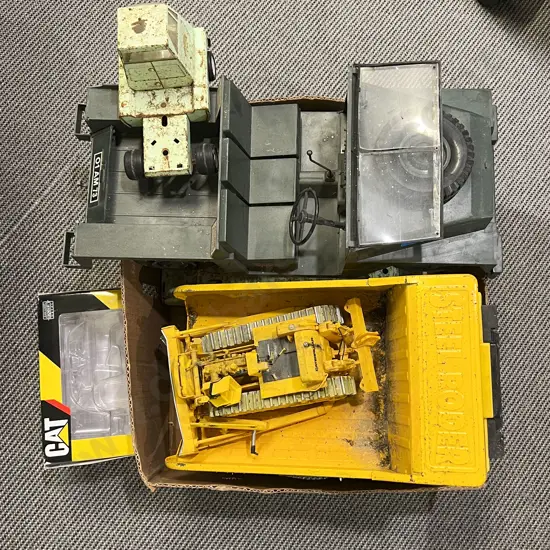 Box of Assorted Toy Trucks Etc