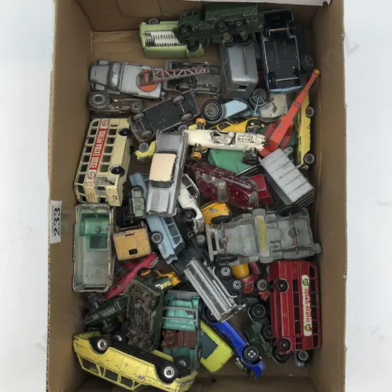 Box of Assorted Tinplate Toy Cars