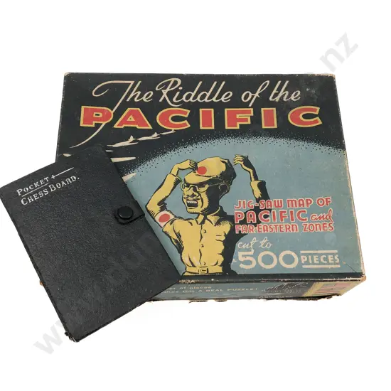 Vintage Puzzle Together with Pocket Chessboard
