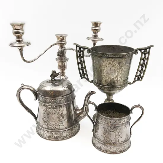 Quantity of Assorted S/P Including Candelabra and Trophy Etc
