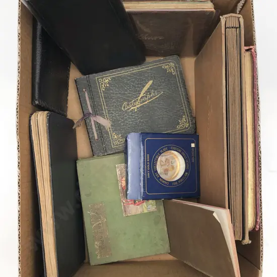 Box Including Black and White Photo Album Together with Assorted Autographed Albums Etc