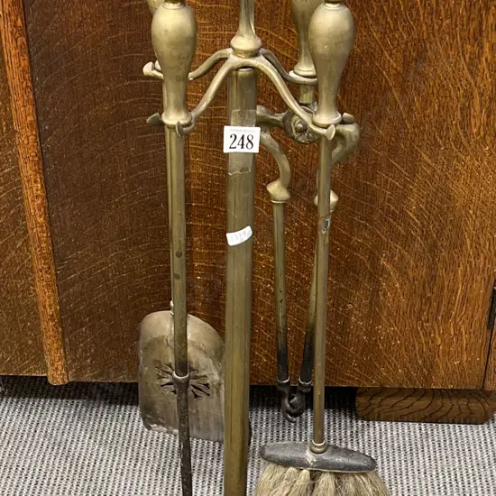 Brass Four Piece Fire Tidy Set