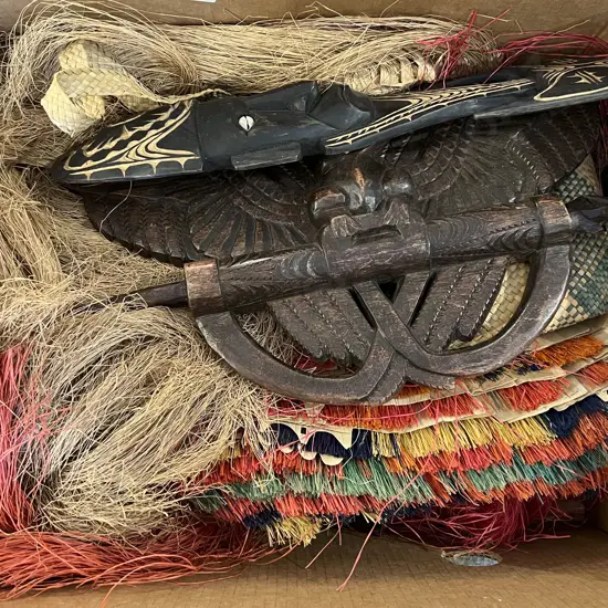 Box of Assorted Tribal Including Carvings