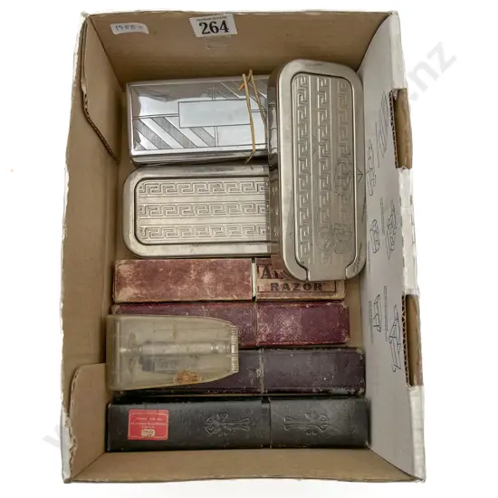 Small Box of Assorted Shaving Items Including Razors Etc