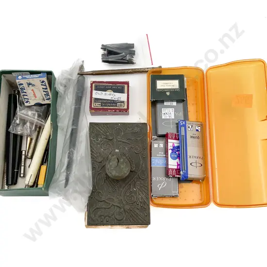 Quantity of Assorted Vintage Fountain Pens and Accessories