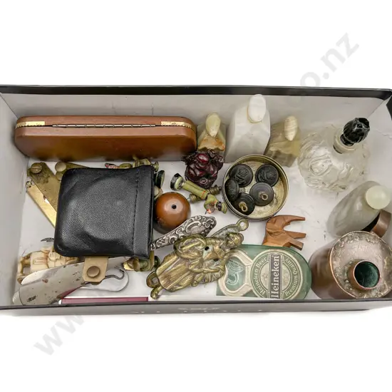 Box of Assorted Vintage Including Travel Watch