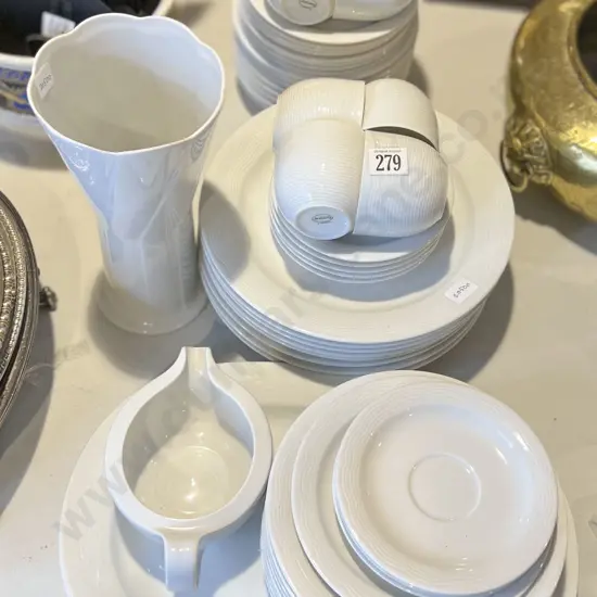 German White Glazed Part Dinner Set
