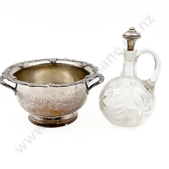 S/P Wine Bucket Together with Stoppered Glass Ewer