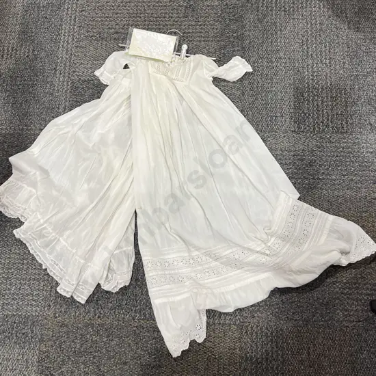 Victorian Cotton and Lace Christening Gown and Petticoat