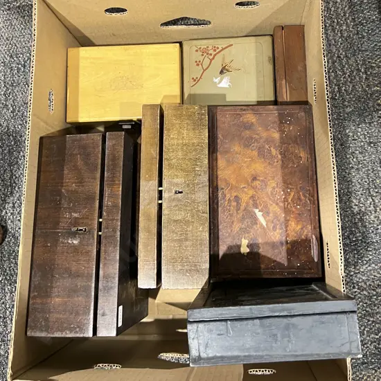 Carton of Assorted Jewellery Boxes Together with Small Display Case