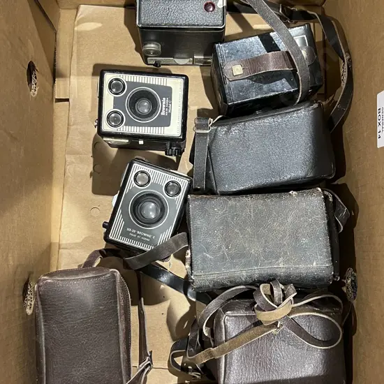Box of Assorted Vintage Cameras