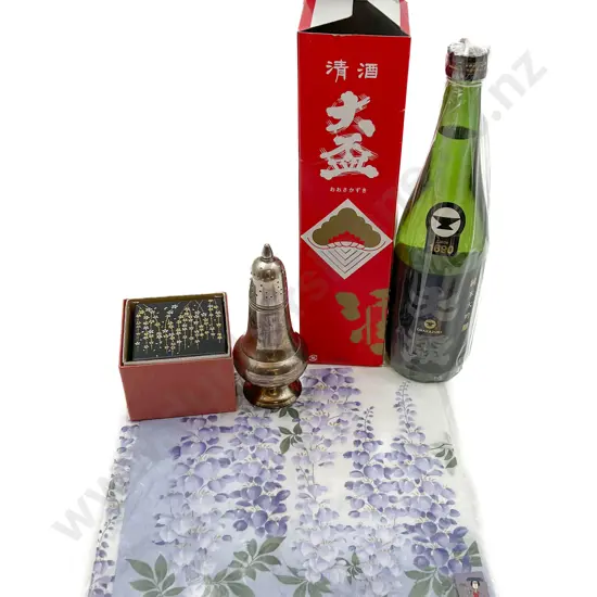 Small Quantity of Assorted Incl. Lacquered Jewellery Box and Sake Bottle Etc. (4)
