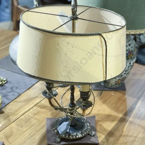 Brass Candelabra Form Table Lamp and Shade