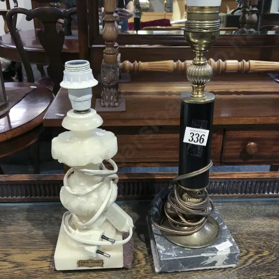 Two Marble Style Table Lamps