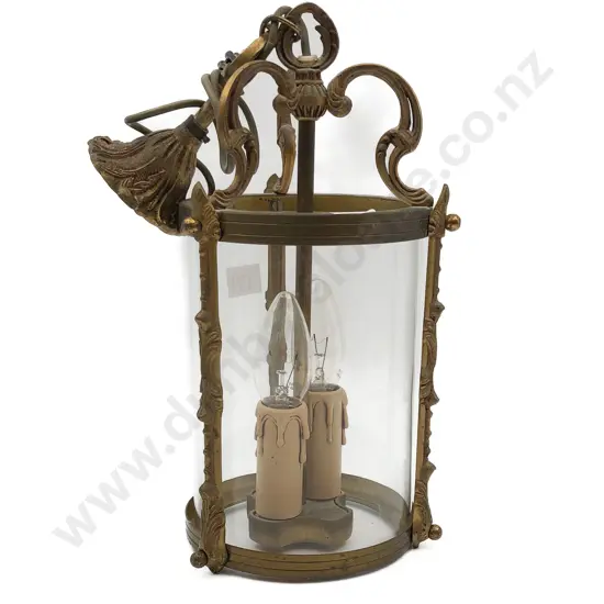Brass and Glazed Hanging Candelabra Lantern