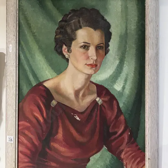 N. F. - Portrait of Woman in Red Dress