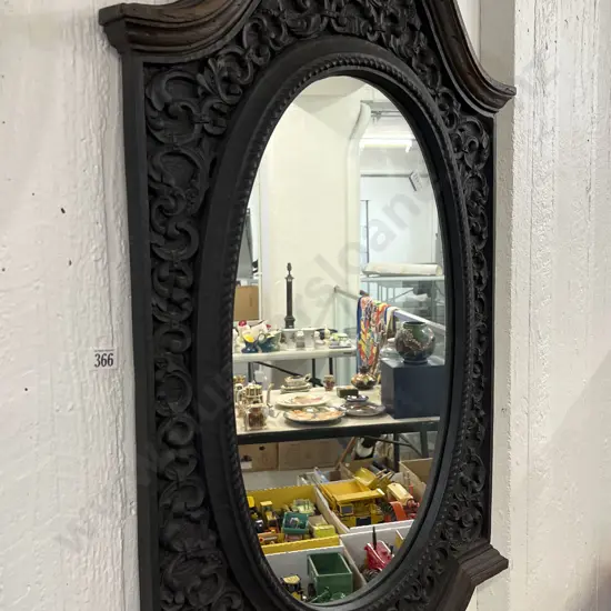Oval Wall Mirror With Carved Frame