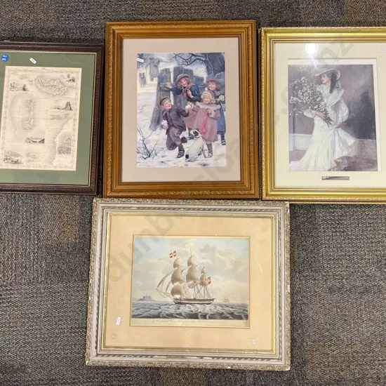 Four Assorted Framed Printed Works