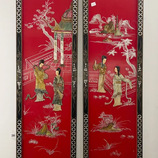 Pair of Asian Wooden Wall Panels