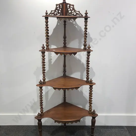 Four Tier Corner What Not with Barley Twist Supports