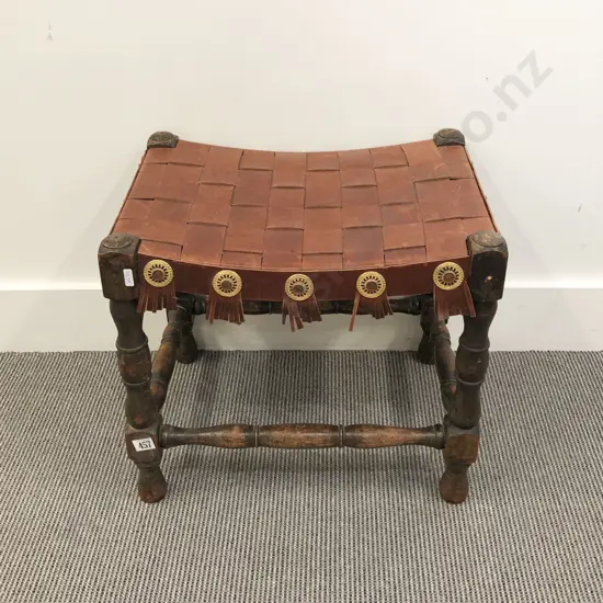 Leather Top Footstool