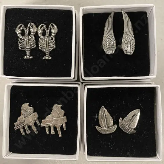 Four Pair White Metal Gents Cuff-Links