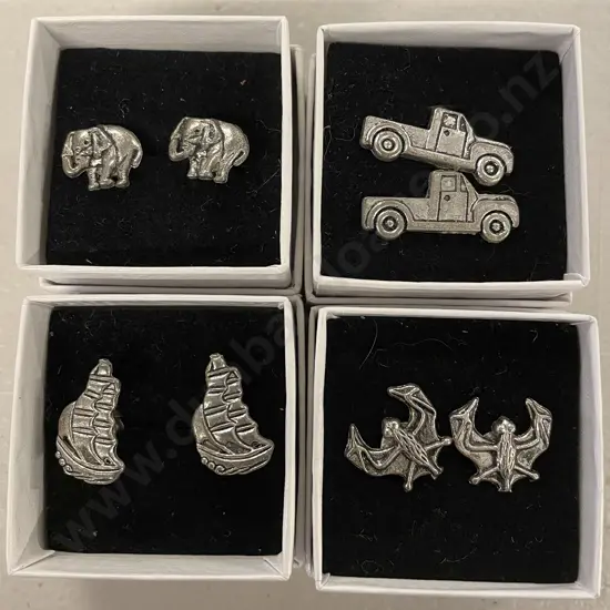 Four Pair White Metal Gents Cuff-Links