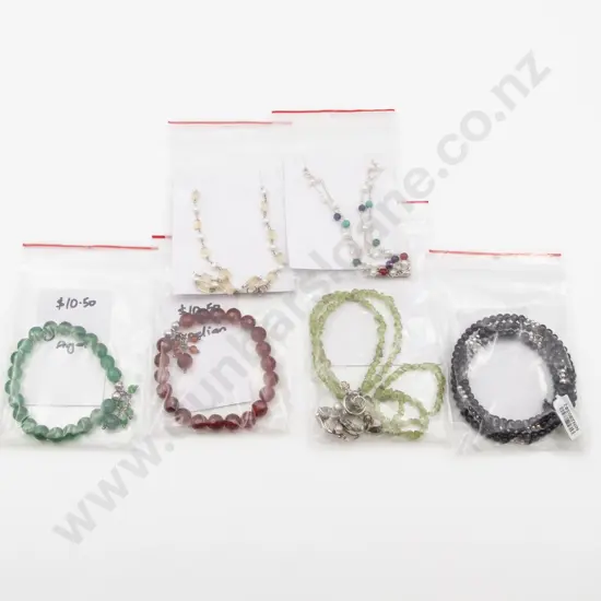 Six Various S/S Agate and Pearl Bracelets and Necklaces