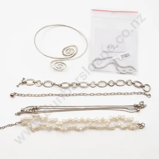 Six S/S and Fresh Water Pearl Bracelets