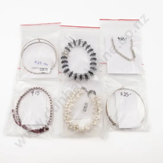 Six Various S/S and Pearl Bracelets
